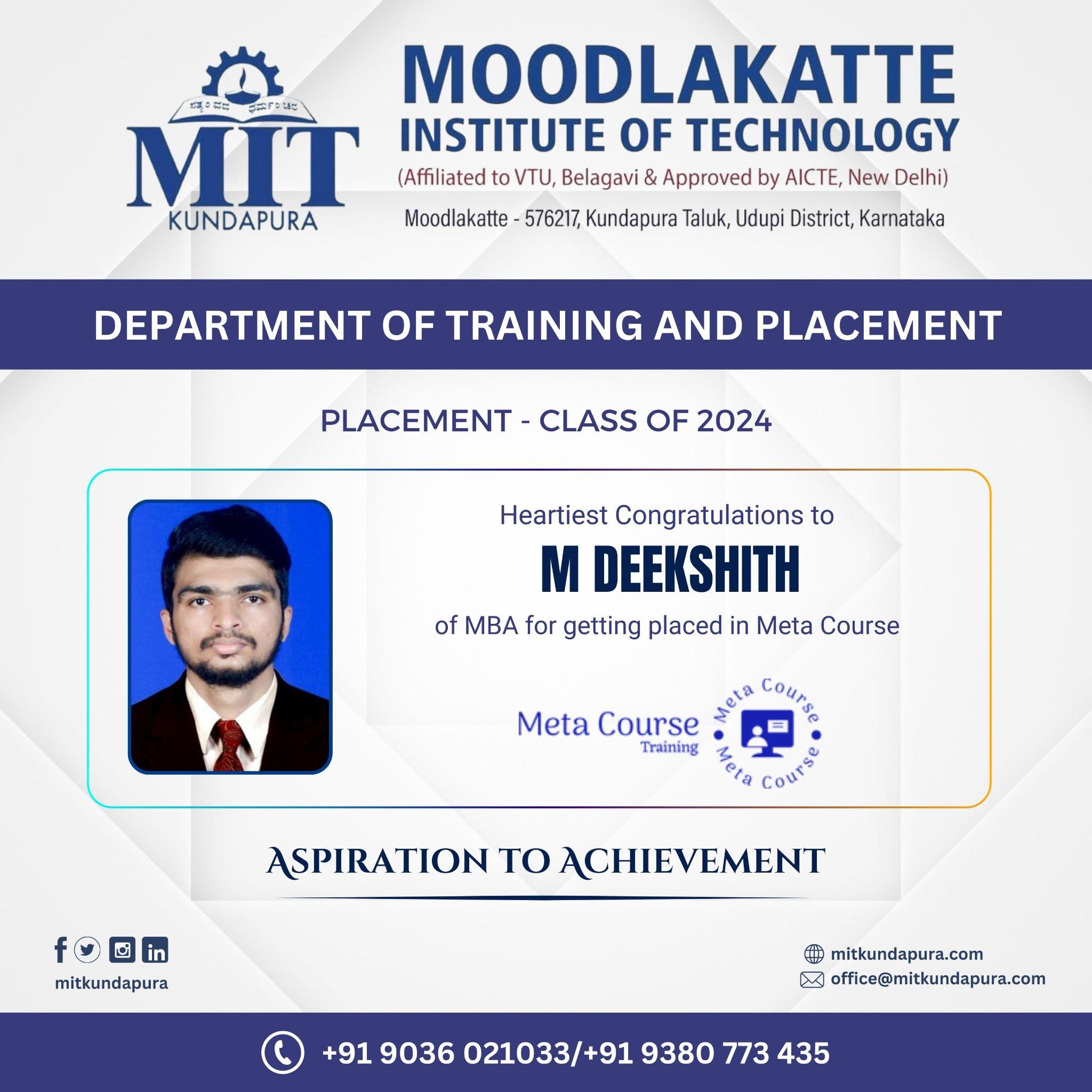 MITK MBA Students placement